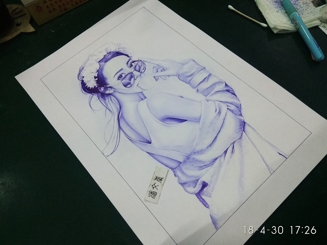 圆珠笔画《迪丽热巴》（图ZMTYxNTQzODM2） - 绘画 - 站酷设计师潘文峰手绘原创素材 - 站酷ZCOOL