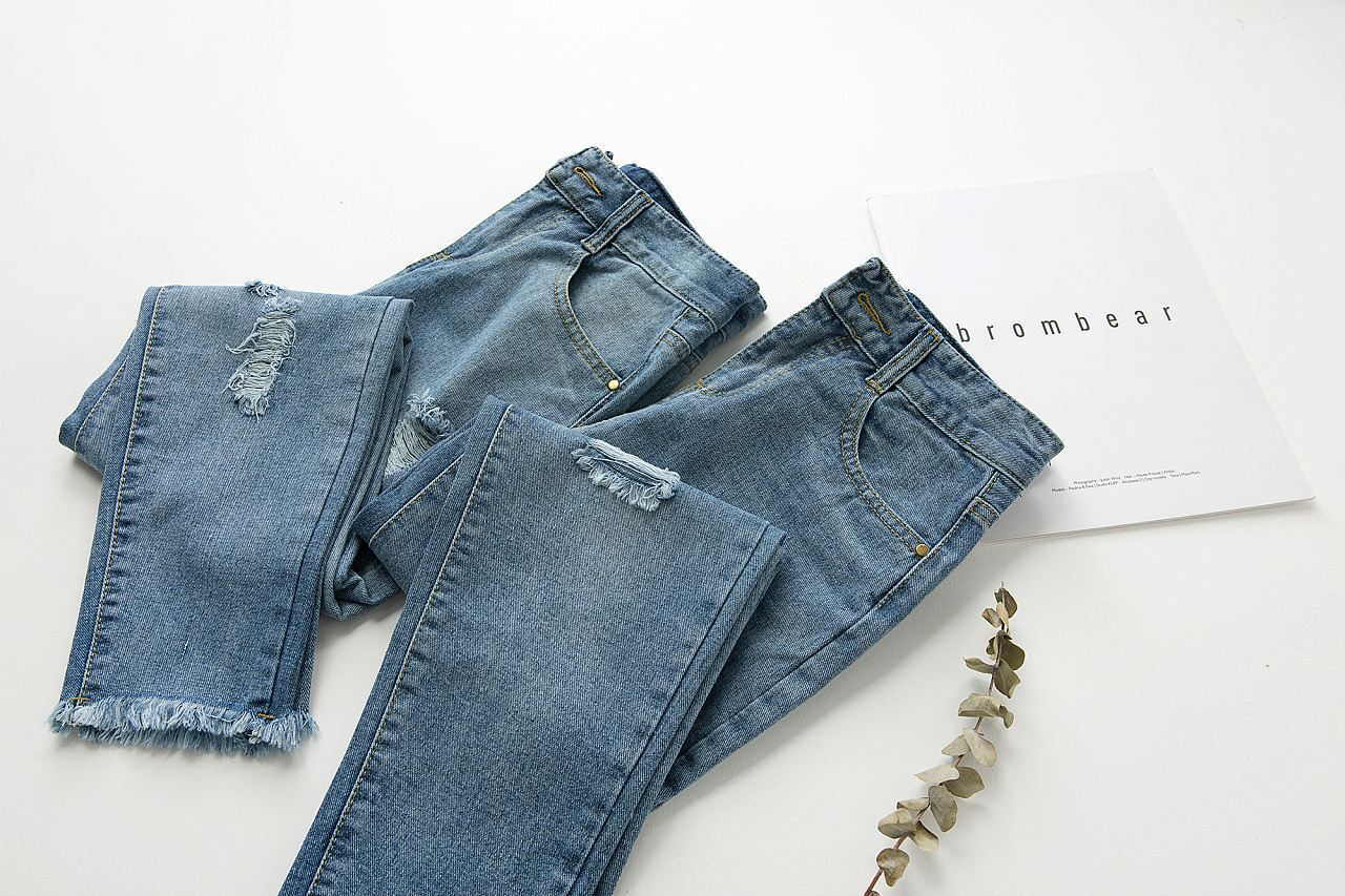 牛仔裤网店拍摄创意平铺组合图细节图主图拍照|摄影|产品|影际摄影