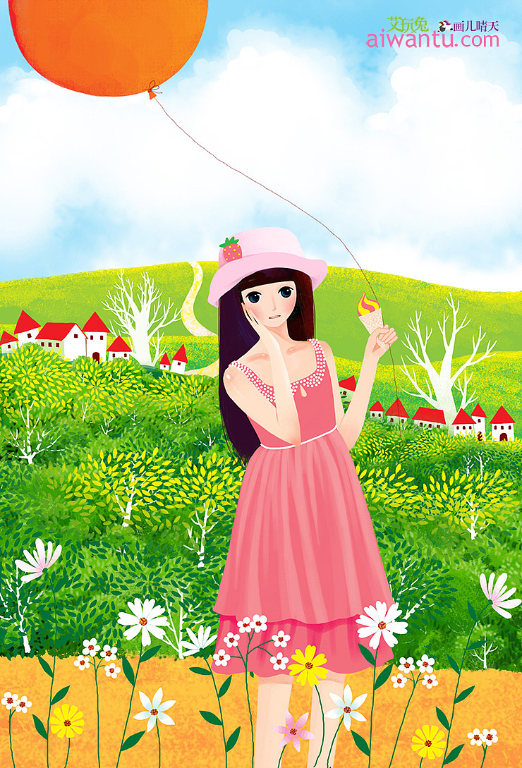 画儿晴天唯美插画-女孩系列之一