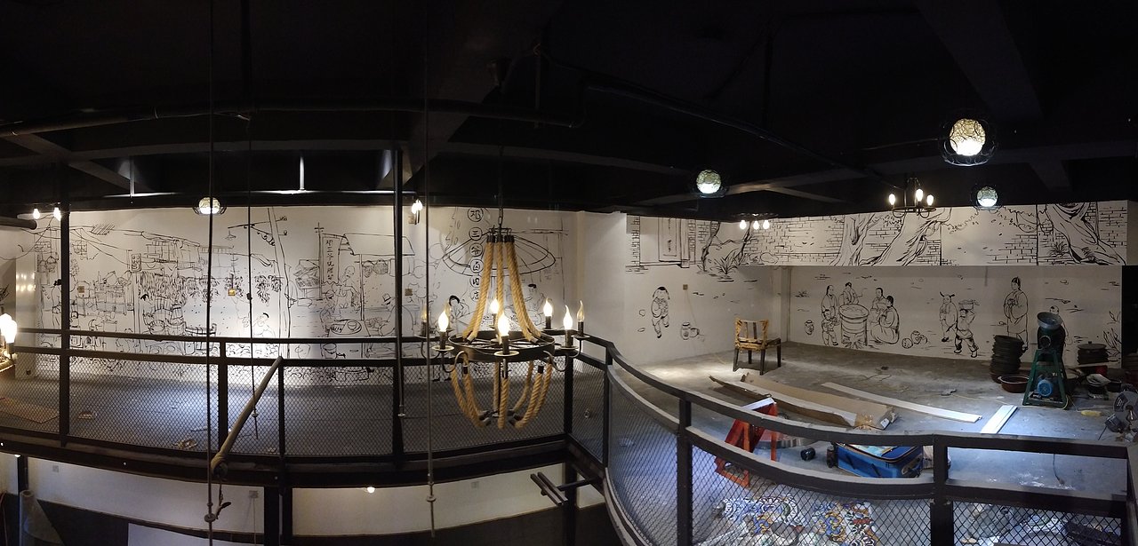 成都烧烤店主题黑白墙绘完成,带你回味老味道!