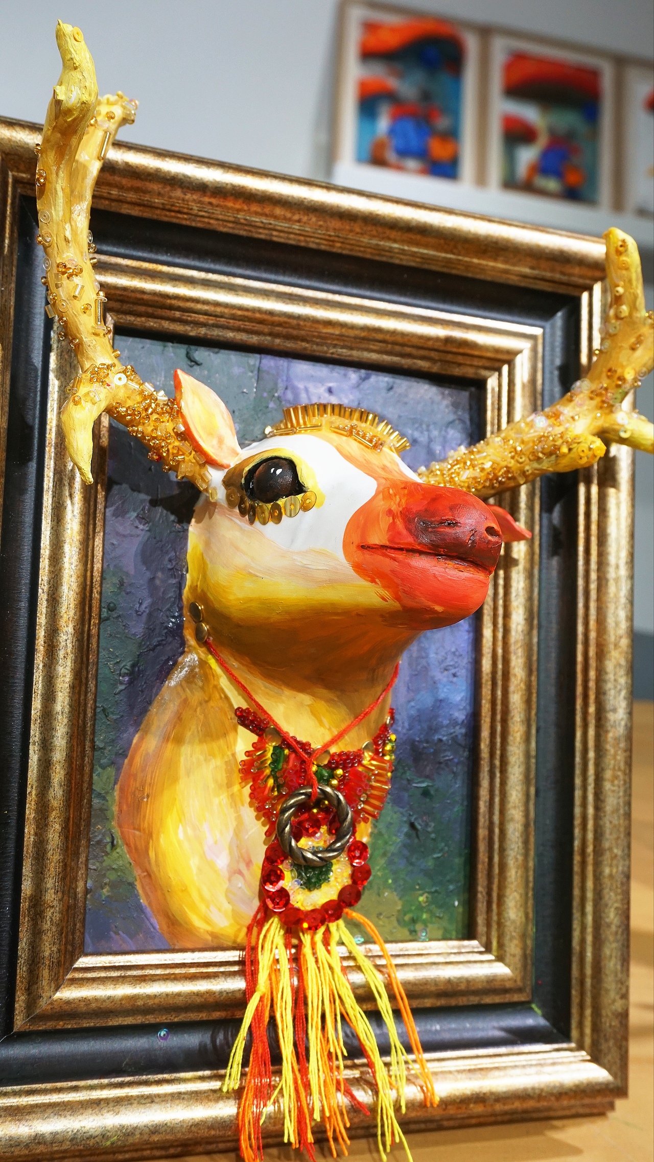 指见生活第2018018期粘土浮雕画培训作品欣赏麋鹿