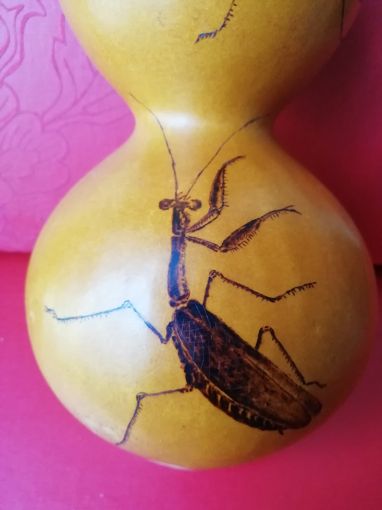 葫芦烙画螳螂对峙