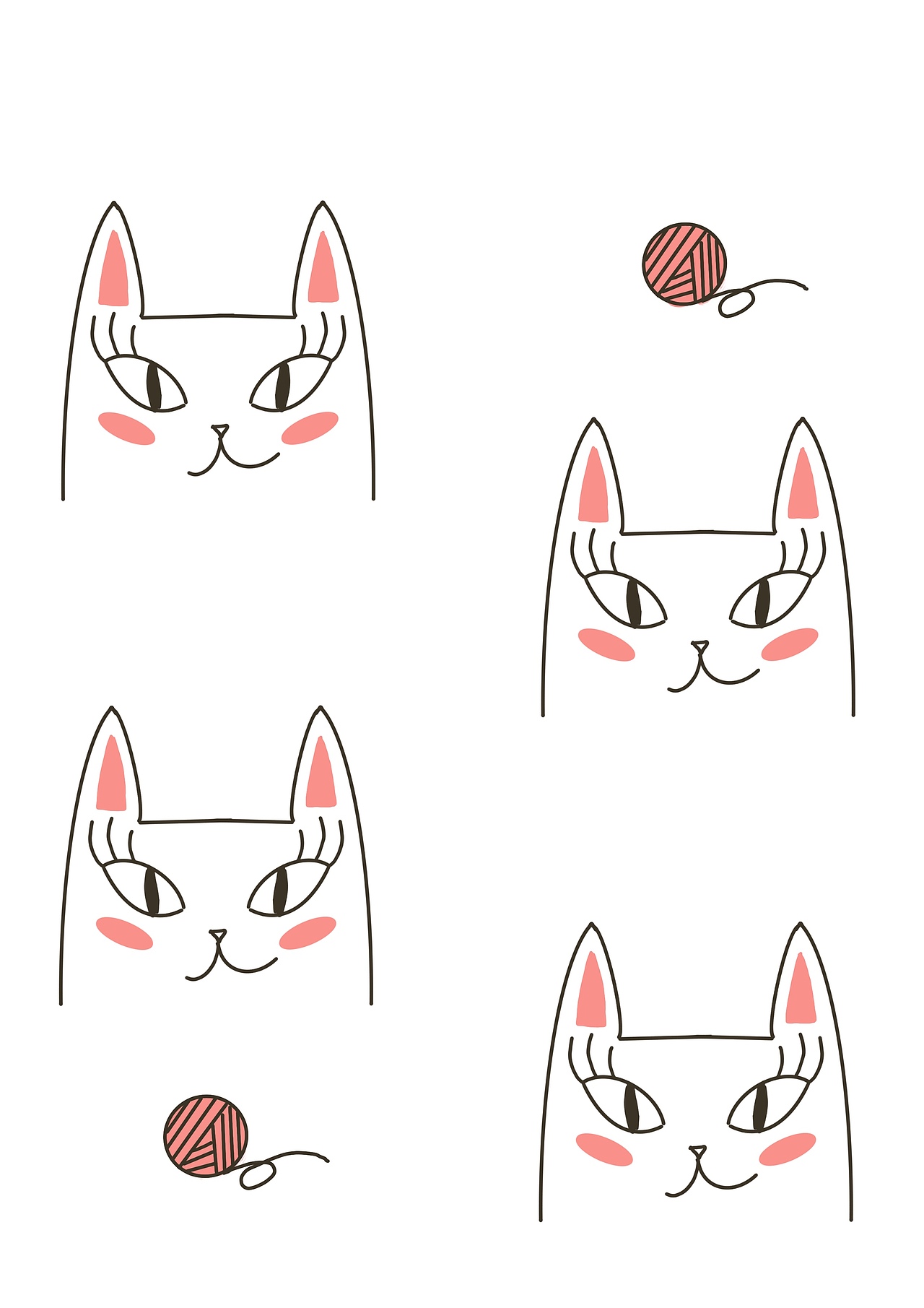 小漫画升级版猫咪图案底纹