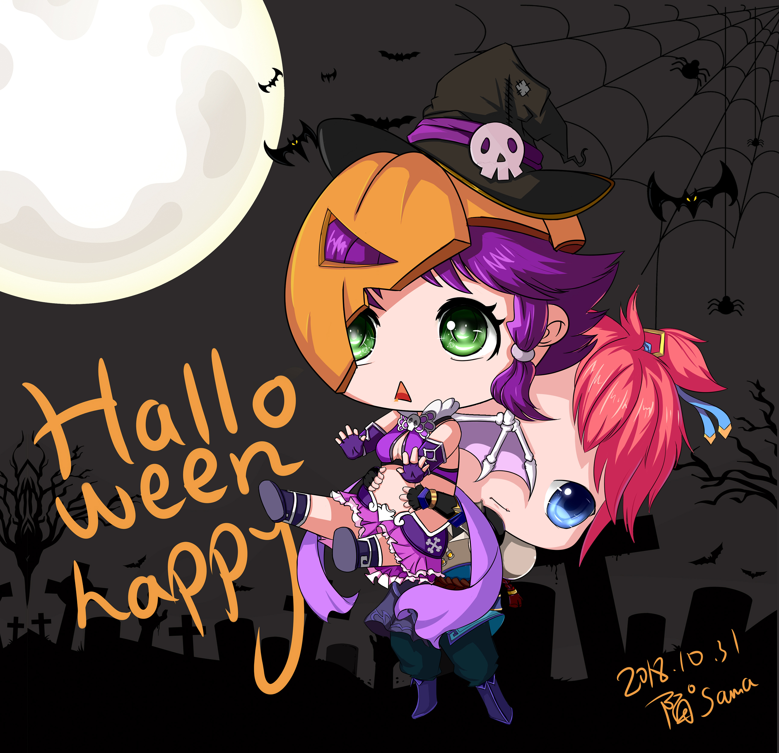 梦幻西游手游同人-万圣节贺图