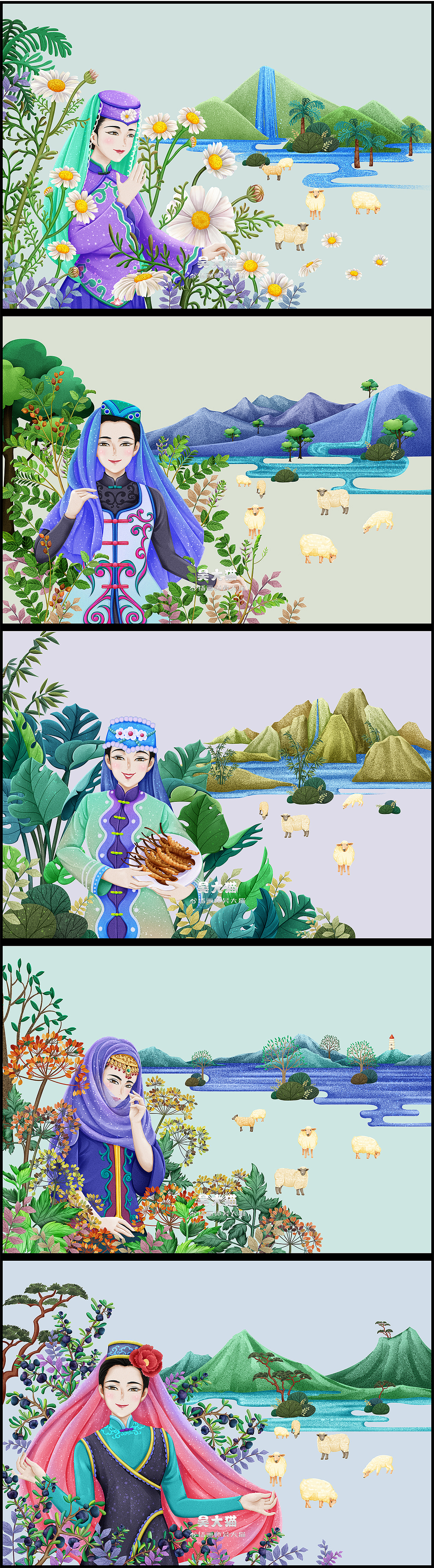 食品包装插画-回族姑娘（图ZMTI5OTM0NjE2） - 商业插画 - 站酷设计师吴大猫原创素材 - 站酷ZCOOL