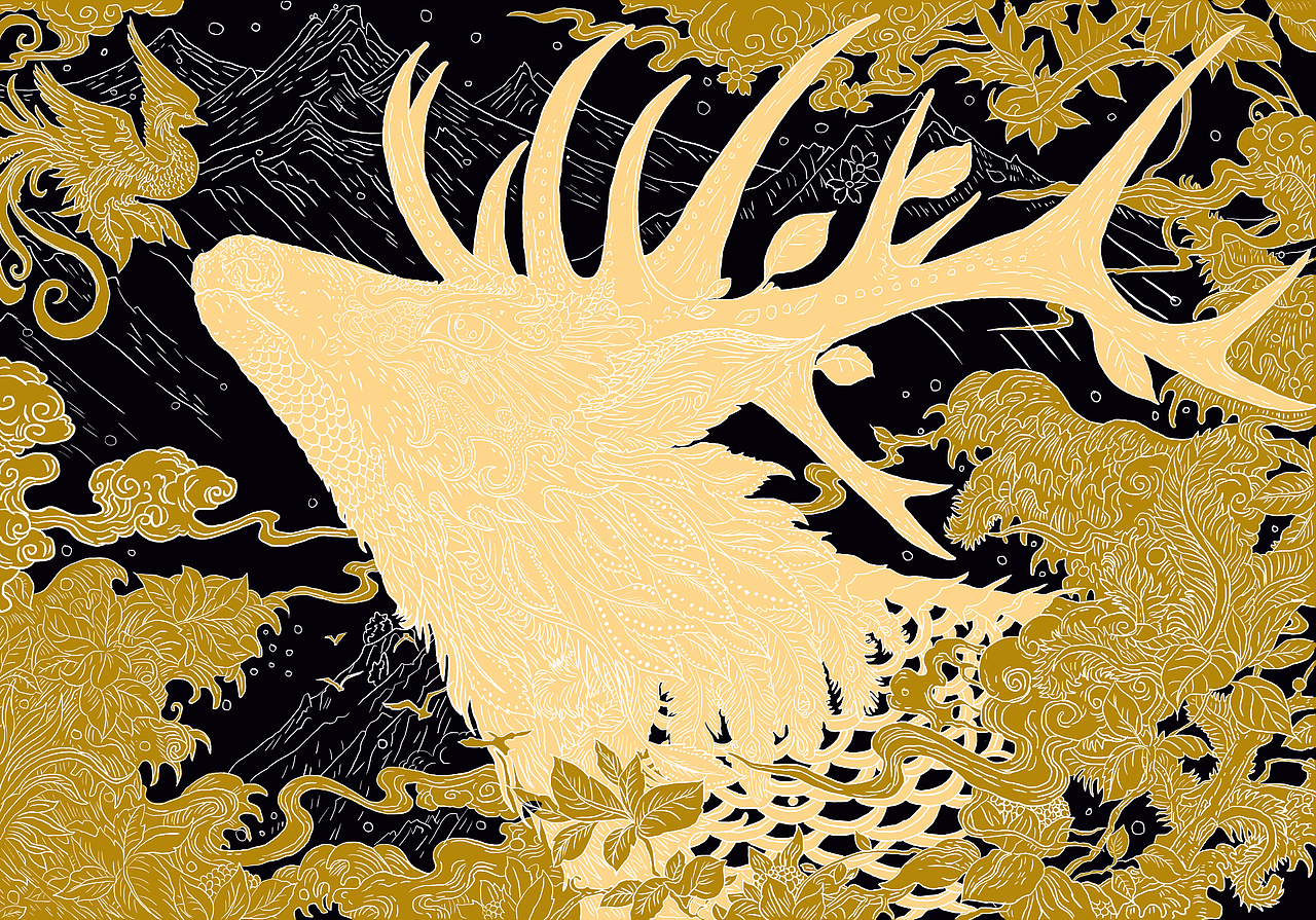 灵之鹿 插画 手绘 线稿 白描 @鸭朵殿下（图ZMjg2OTQ5ODQw） - 商业插画 - 站酷设计师鸭朵殿下原创素材 - 站酷ZCOOL