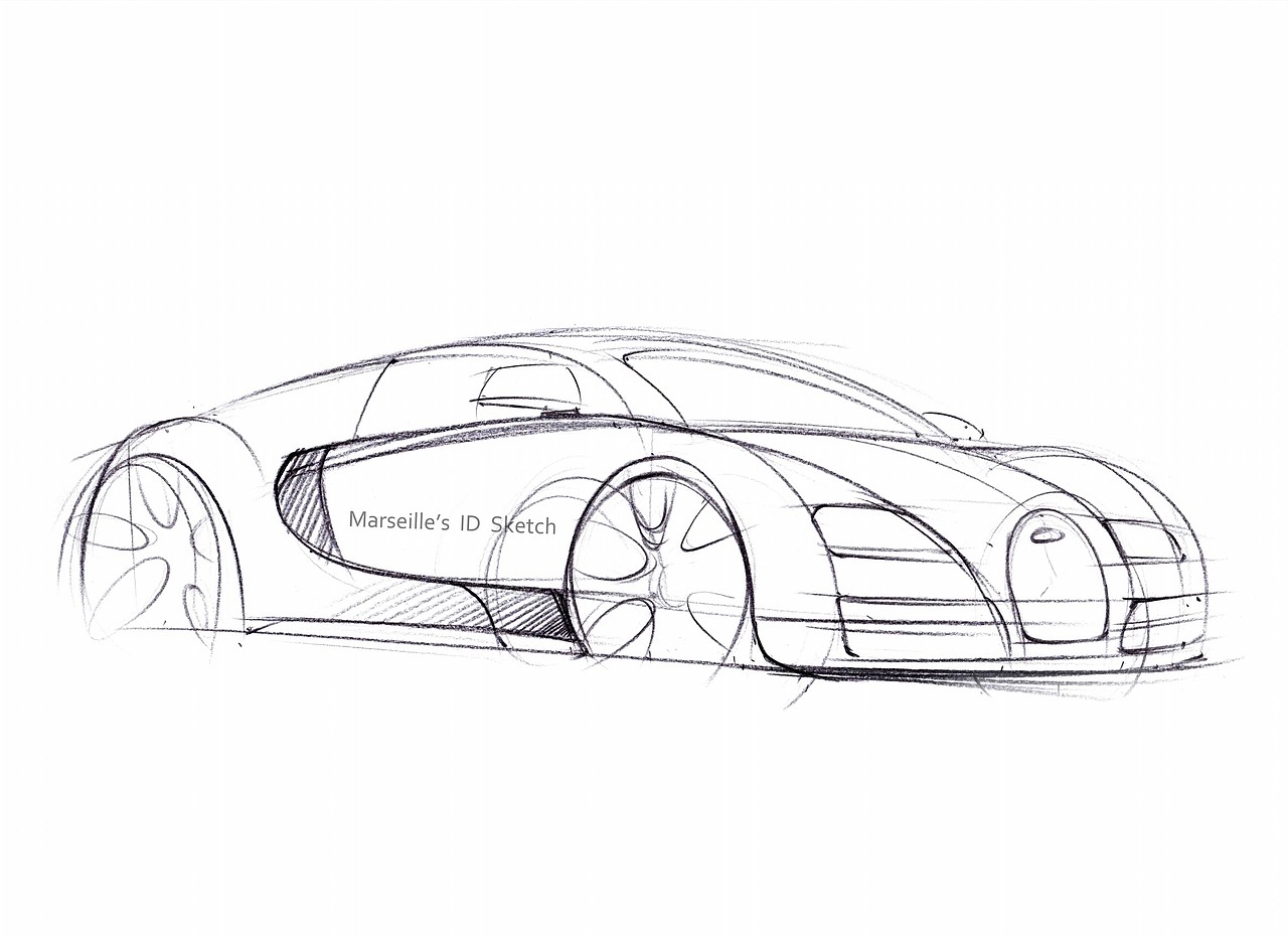 布加迪超跑手绘步鄹图马赛mars作品