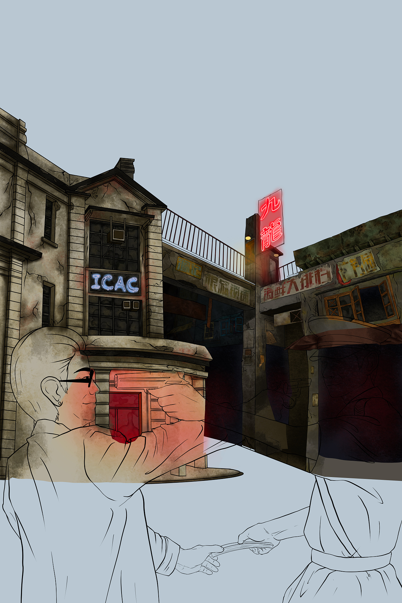 剧本杀海报-九龙诡警|插画|商业插画|caro酱 - 原创作品 - 站酷