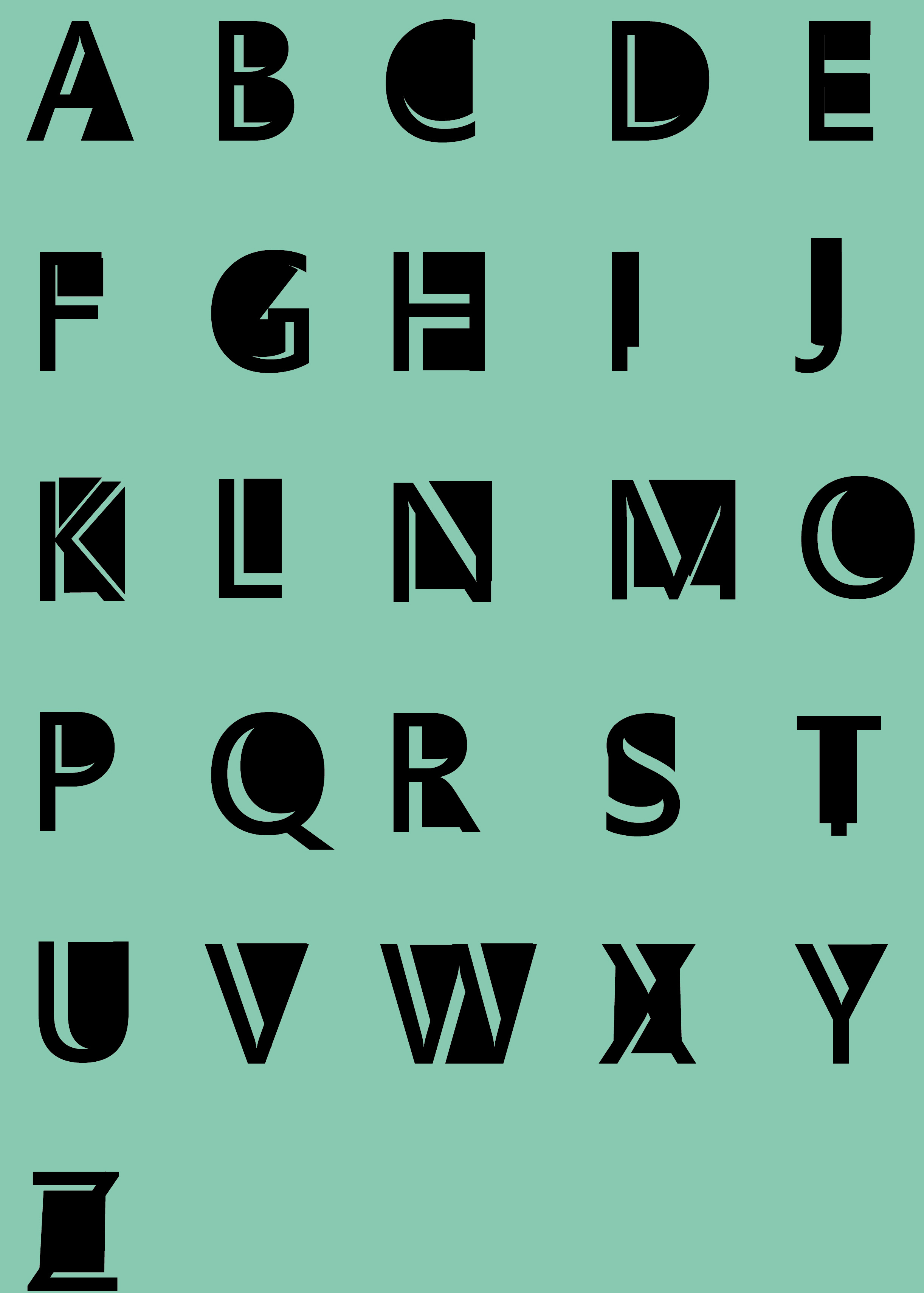 平面设计26个英语字母的渐变图-26个英文字母开头的英语句子的图片，类似于这个