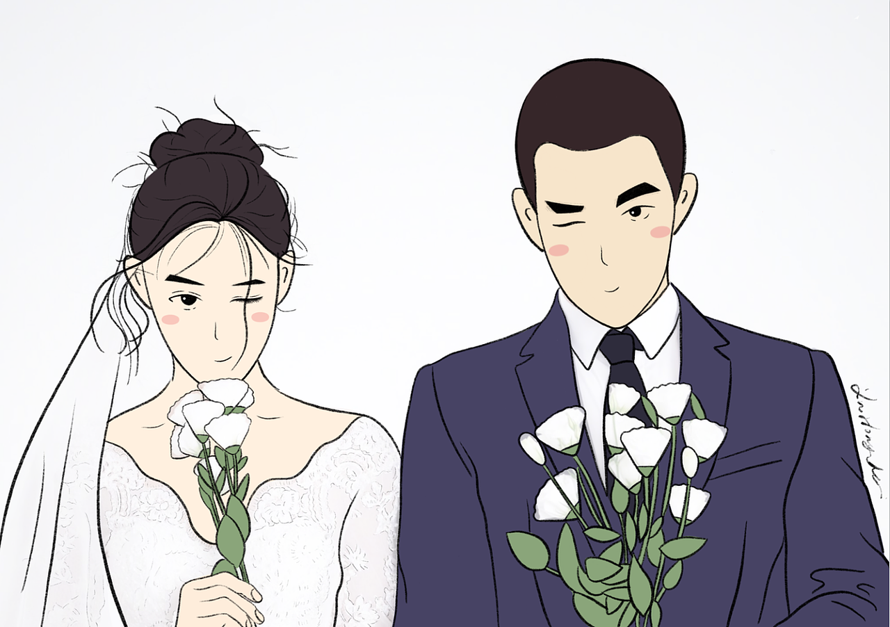 张馨予何捷婚纱照手绘（图ZMjgyNTY5Mzk2） - 创作习作 - 站酷设计师Pick_君原创素材 - 站酷ZCOOL