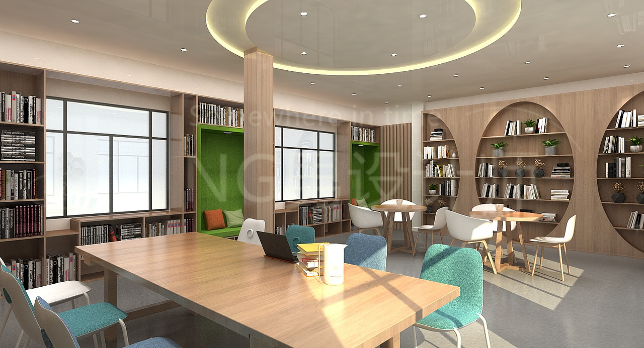 老干部阅览室设计3d效果图