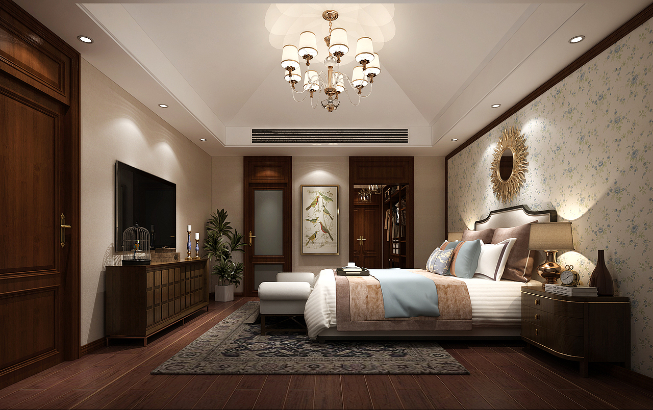 1992效果图-家装美式客餐厅