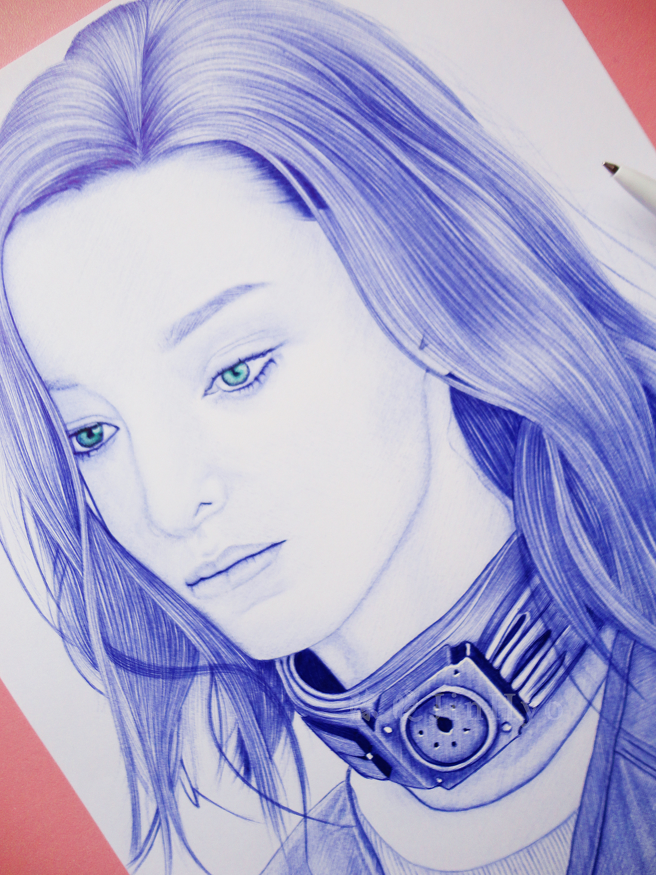 圆珠笔手绘《天赋异禀》emmadumont艾玛·杜蒙|纯艺术|绘画|陈晓jin