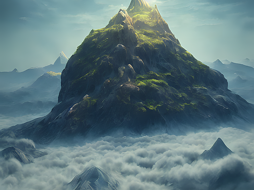 #AI创作实验室#高耸于云海中的大型仙山（个人主页-ZNjI3MzQ4ODQ=） - AI作品 - 站酷设计师luzhenbin原创素材 - 站酷ZCOOL