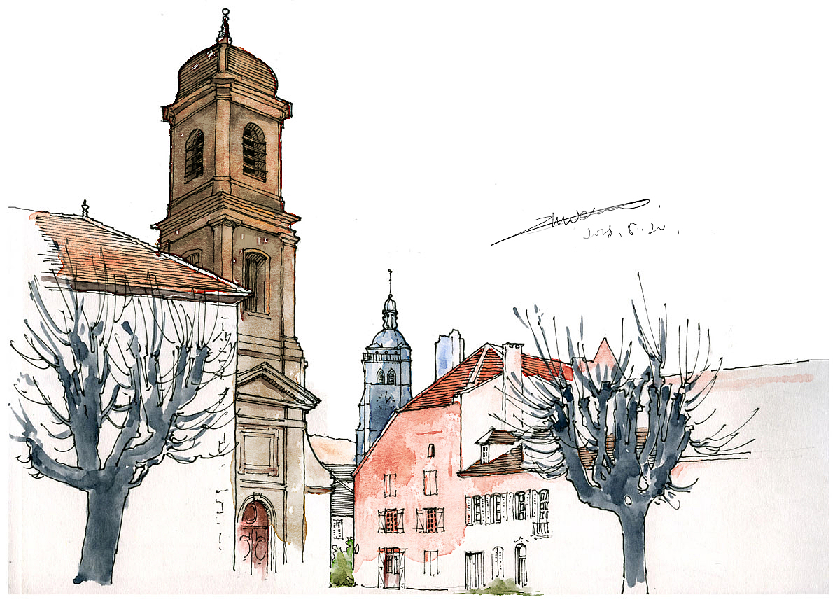 一组国外水彩建筑写生|纯艺术|绘画|弄梨_原创作品-站酷zcool