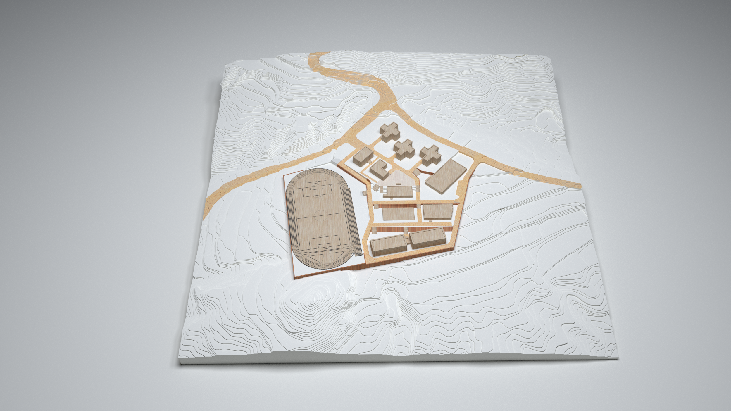 【手工模型】山地中学场地模型制作