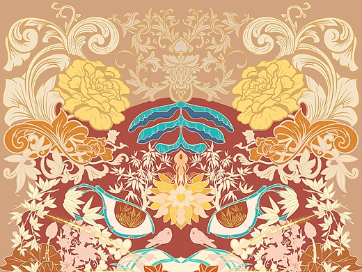 宸呦呦1393传统纹样图案设计雀初晴一方墨设计1259传统纹样61团龙