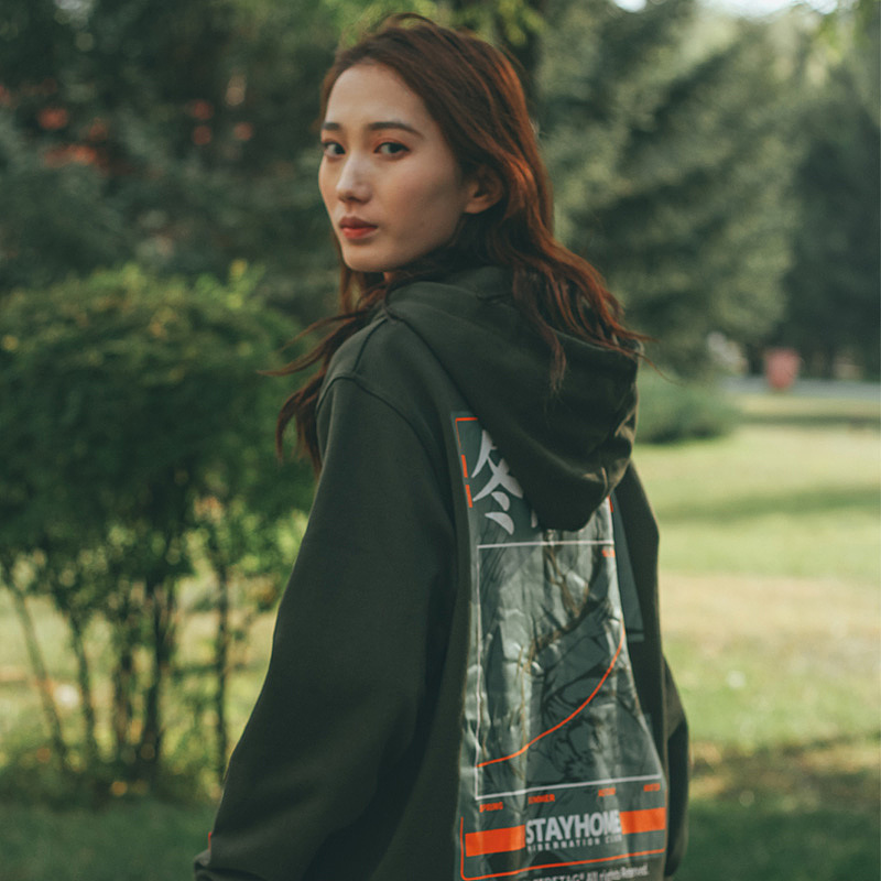 STRETAG思锐泰格冬眠卫衣男连帽宽松潮牌ins印花