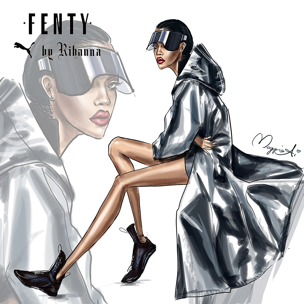 FENTY x PUMA designed by Rihanna - Maggie Ai时尚插画（图ZNDI3MjkxNTI=） - 休闲/流行服饰 - 站酷设计师MaggieAi原创素材 - 站酷ZCOOL