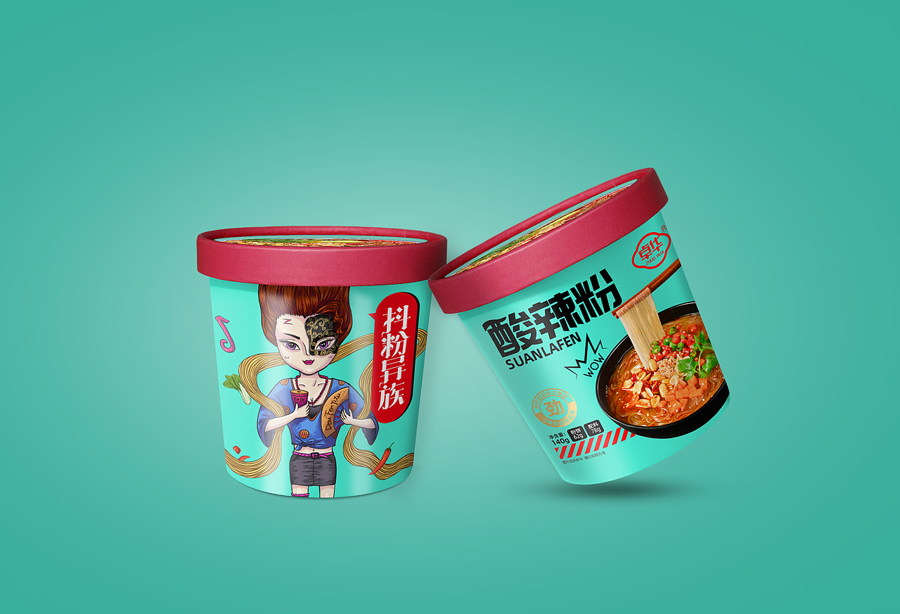 抖粉异族系列包装设计(螺蛳粉、酸辣粉...)