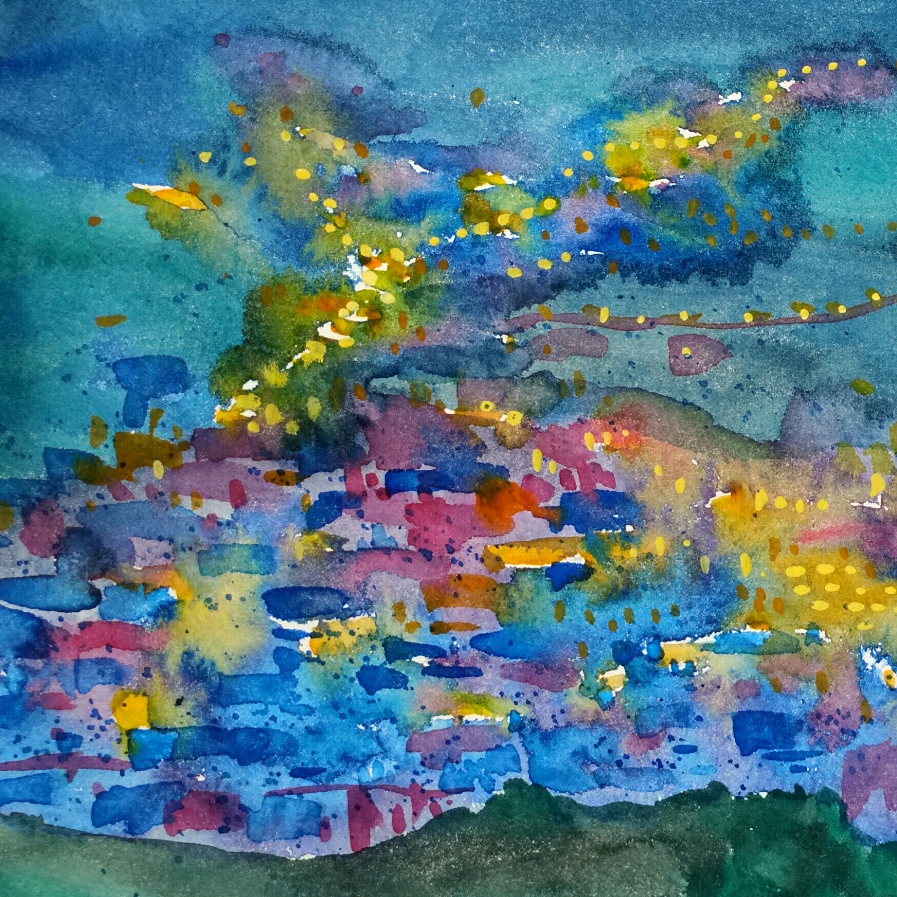 《灯火阑珊-1》原创纸本水彩