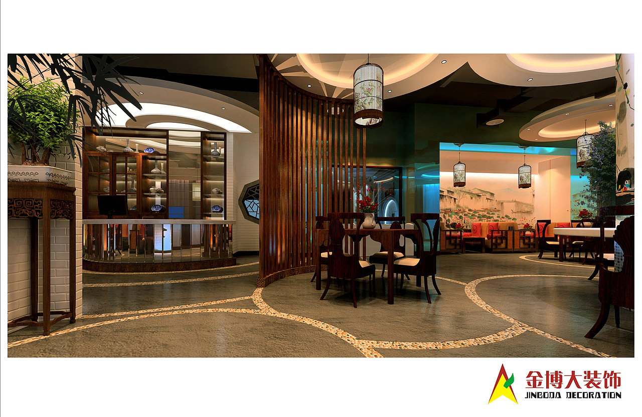 江南人家—郑州中餐厅设计案例—河南中餐厅装修公司