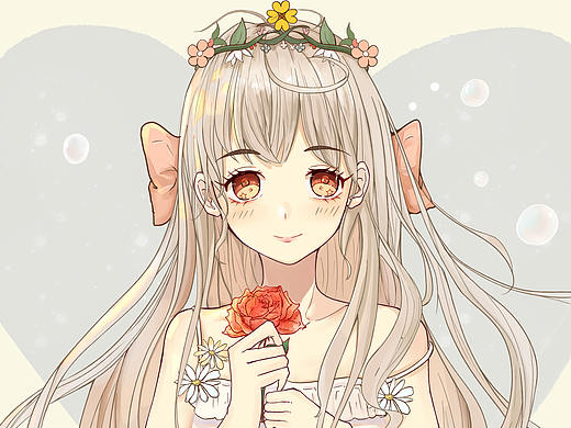 温暖的花与少女