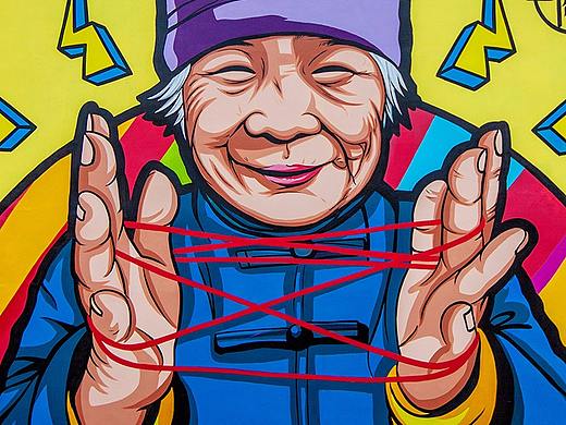 [村落]翻红绳的母亲(插画版本) 