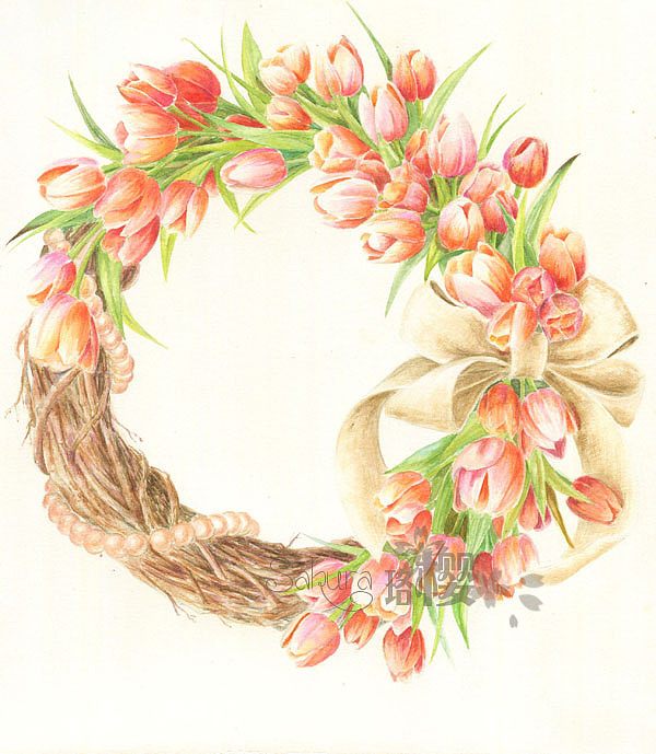水彩花环系列