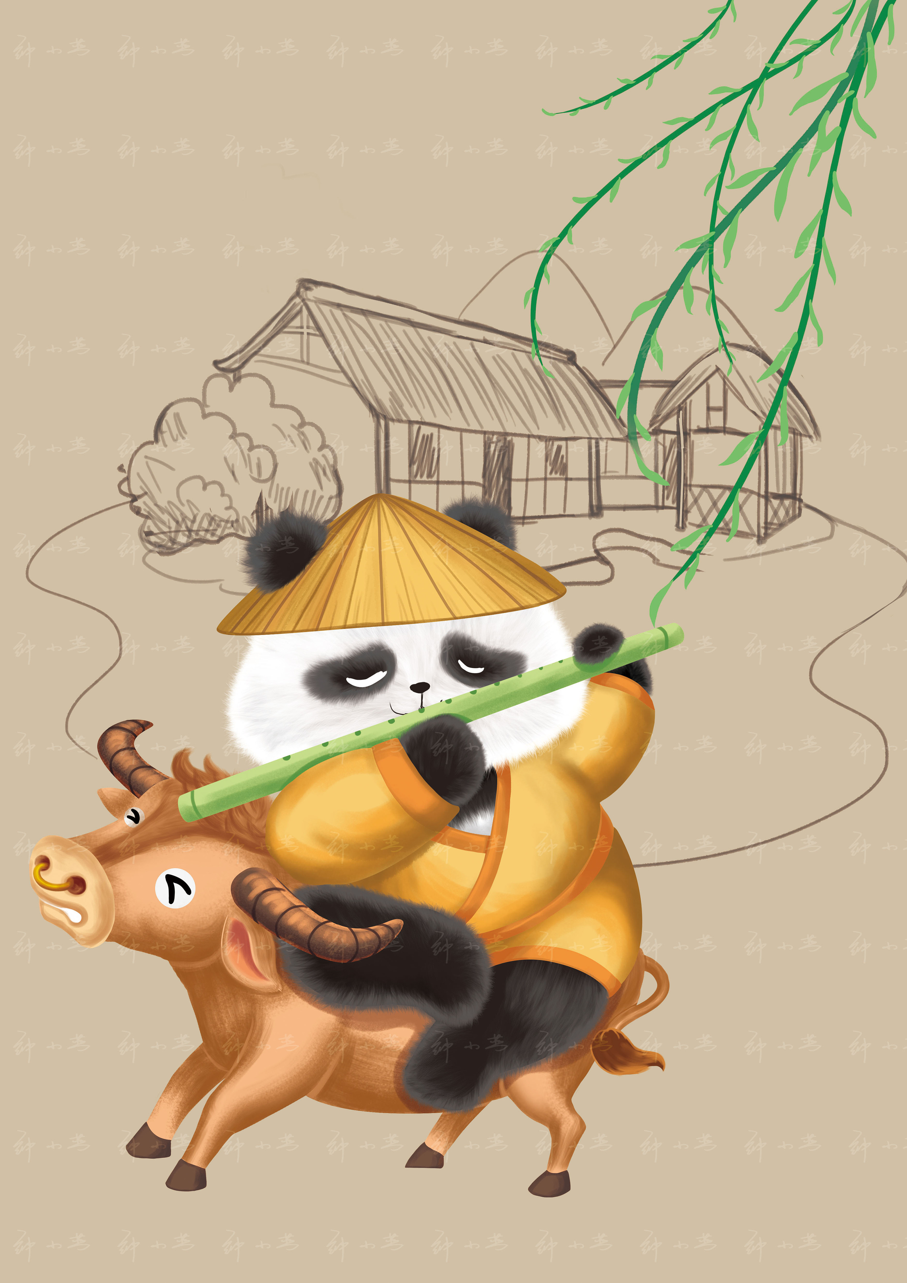 熊猫|插画|商业插画|红入桃腮 - 原创作品 - 站酷 (zcool)