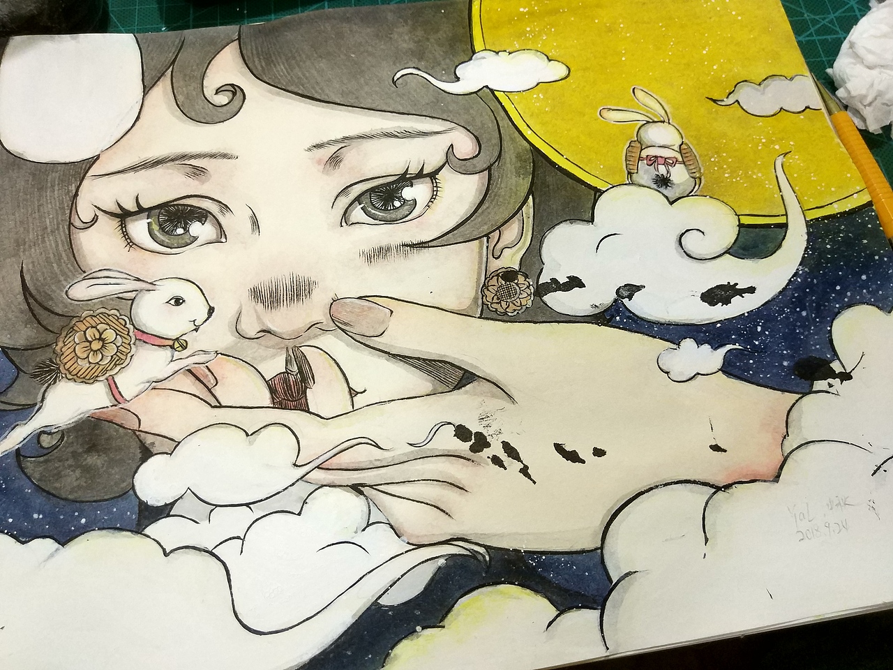 #中秋快乐 可治疗颈椎病的更新233（图ZMTI5NjAzNzA4） - 艺术插画 - 站酷设计师慢麋鹿原创素材 - 站酷ZCOOL