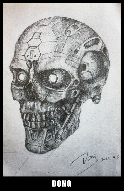 终结者T800-头骨模型素描