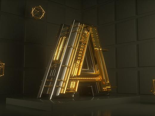 「C4D+Octane」摩登金属字母A