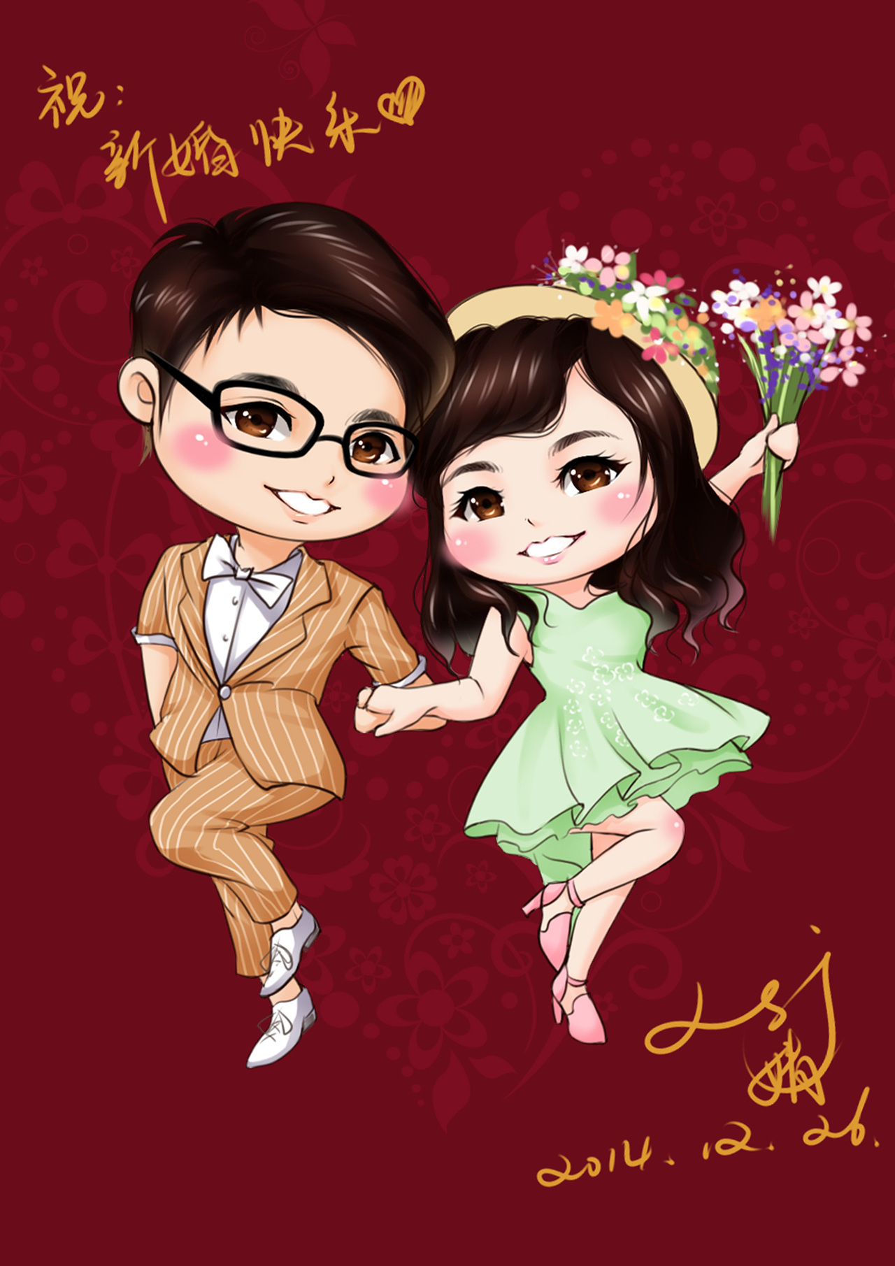 Q版婚纱插画（图ZMjQ2OTk3MzI=） - 创作习作 - 站酷设计师小眯眼_weinin酱原创素材 - 站酷ZCOOL