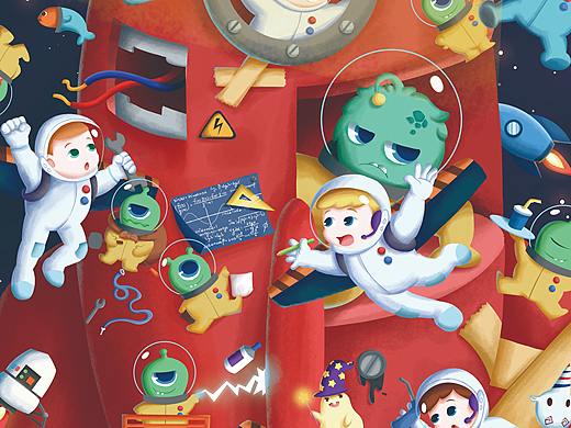 儿童插画 太空遨游