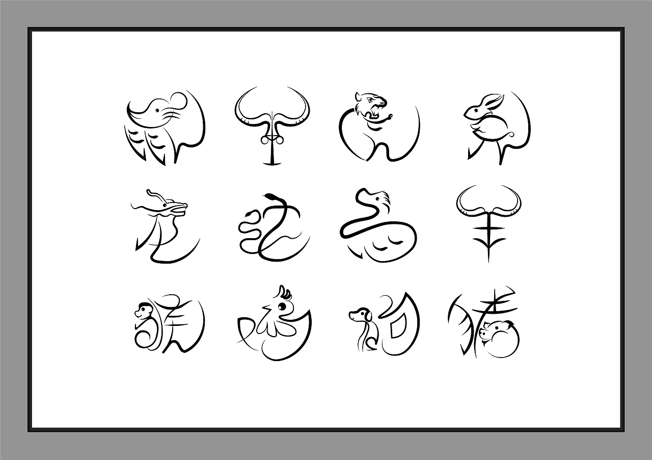 十二生肖字体设计（图ZMTI4Mzg1NDYw） - 字体/字形 - 站酷设计师瓦椰啵原创素材 - 站酷ZCOOL
