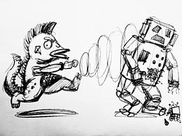 Dr. Chick Eye朋克星人軟膠手辦手繪頭卡