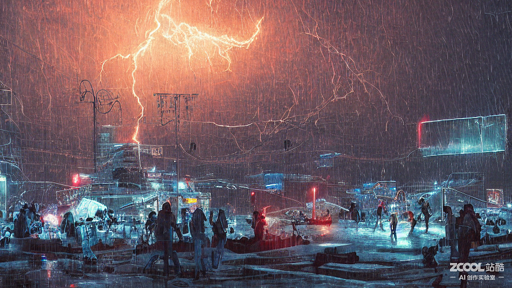 #AI创作实验室#机械，故障，雪雕，闪电，雨景，人群（图ZMzIwMTcyOTU2） - AI作品 - 站酷设计师火焰灵猫原创素材 - 站酷ZCOOL