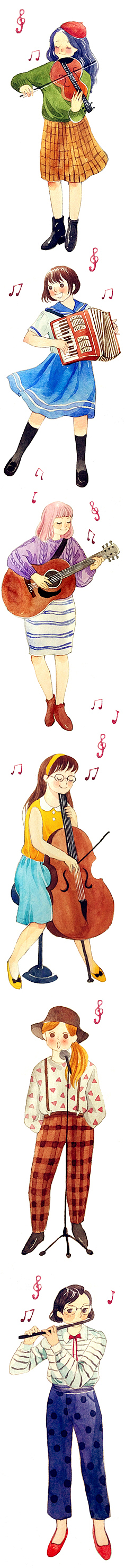 音乐少女（图ZMzk1MjY3NTI=） - 商业插画 - 站酷设计师八月AUG原创素材 - 站酷ZCOOL