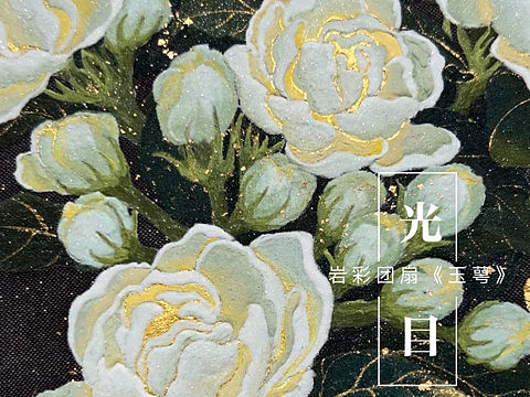 岩彩x缂丝团扇《玉萼》