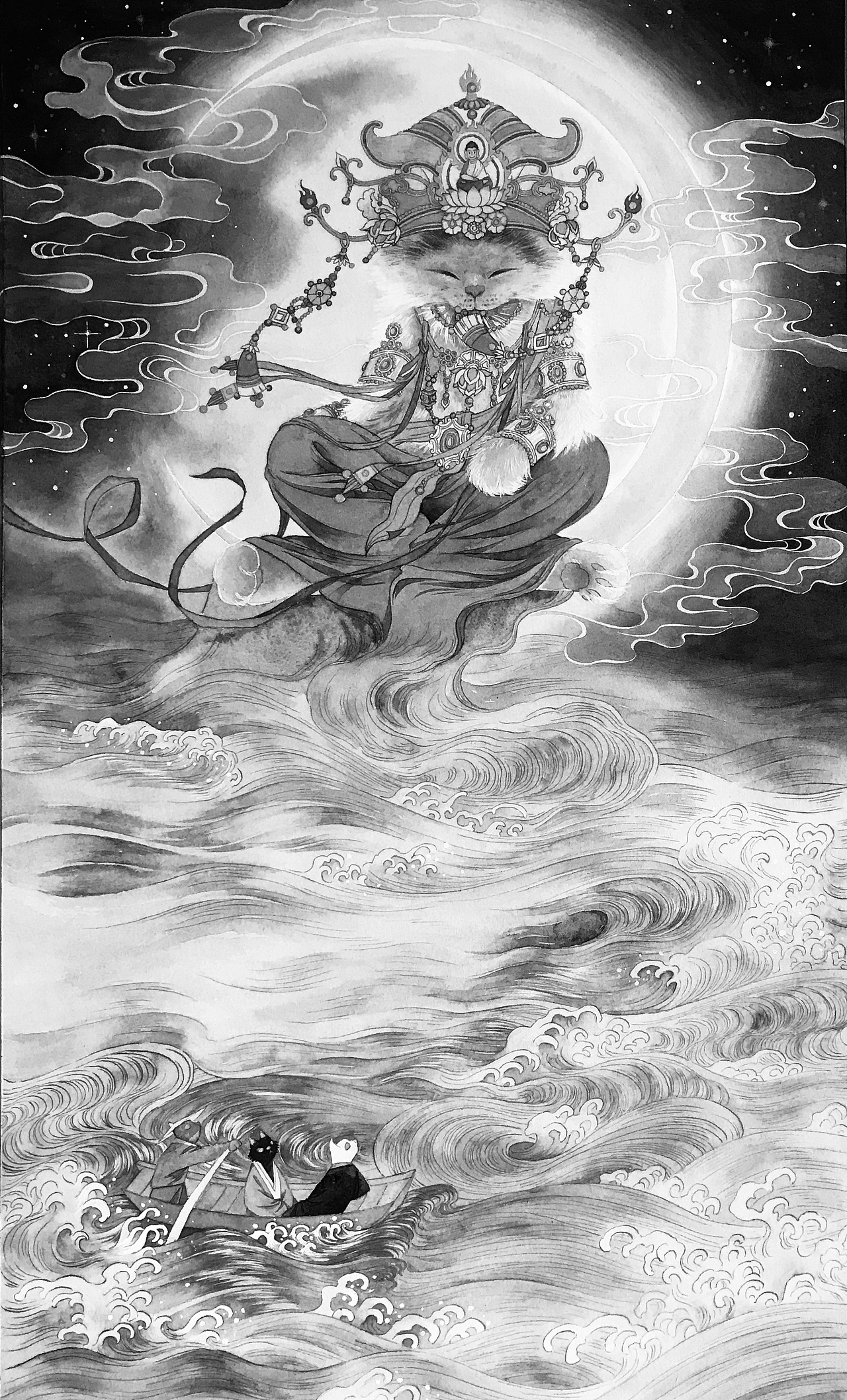 水月观音喵（图ZMjQyMDg1NjA4） - 创作习作 - 站酷设计师喵三山原创素材 - 站酷ZCOOL