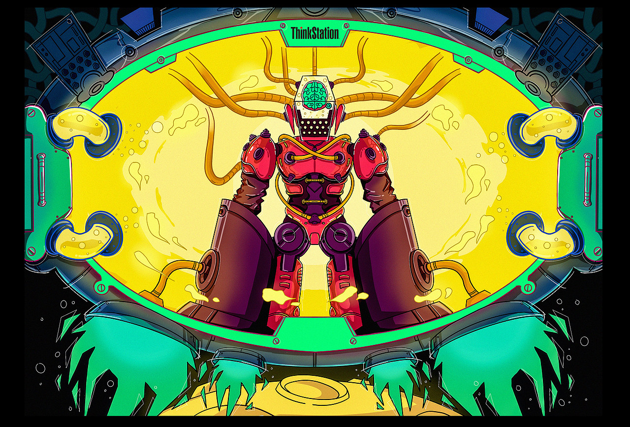 脑洞蓄势待发，全站出击（ThinkStation创意海报）