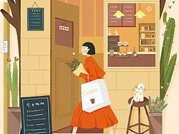 扁平风门头插画-个人练习