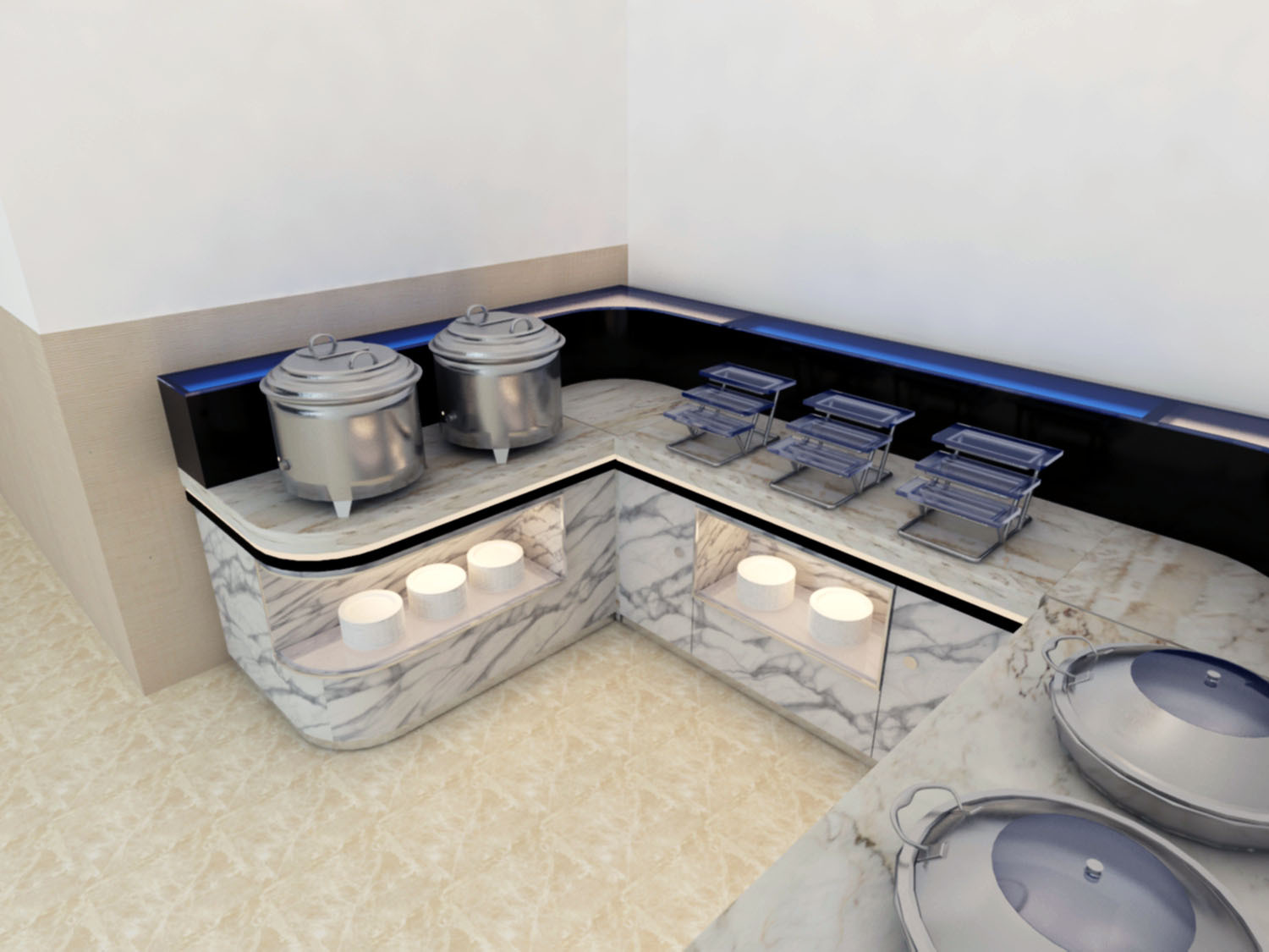 单位食堂取餐台设计制作 大理石台面石英石 自助餐台