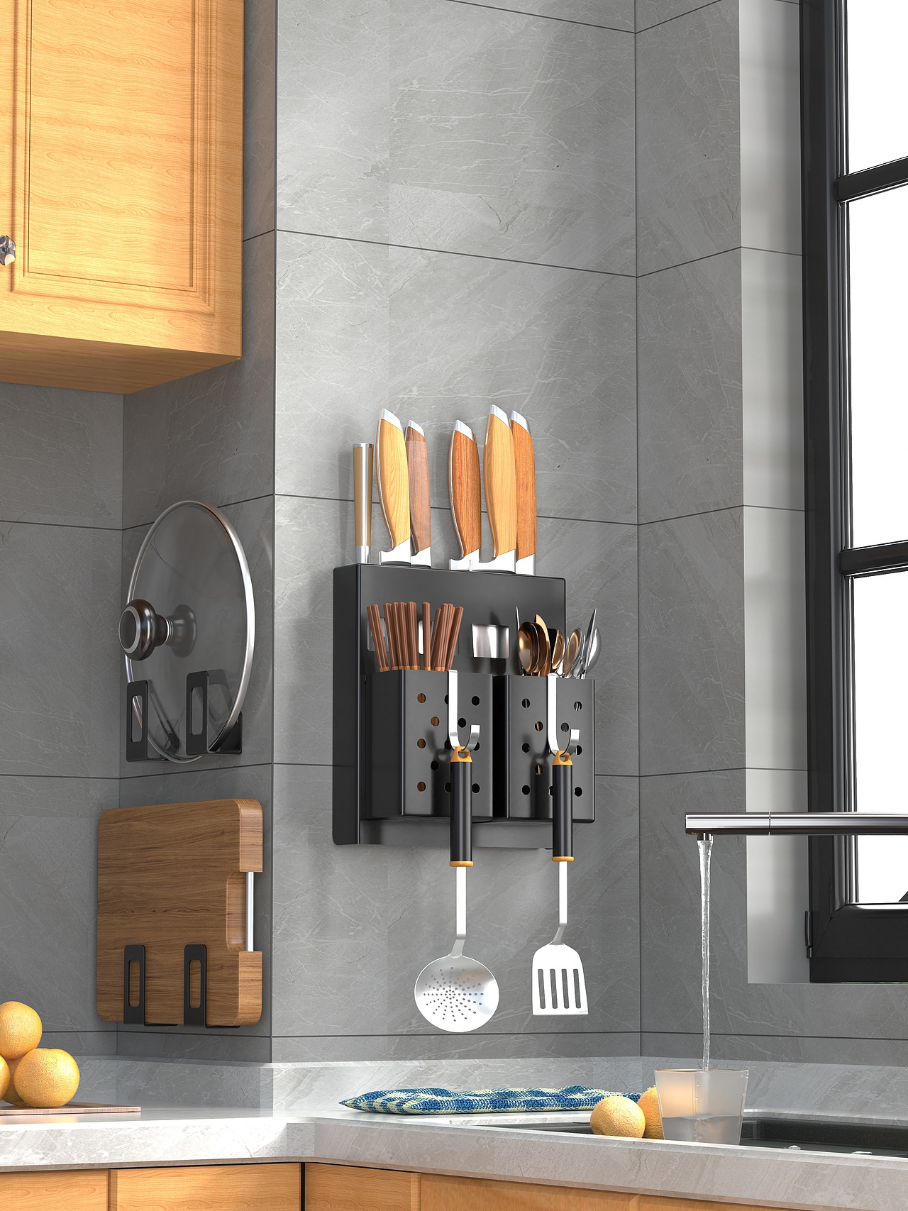 电商产品图#C4D#一些厨房挂件置物架3D渲染合集