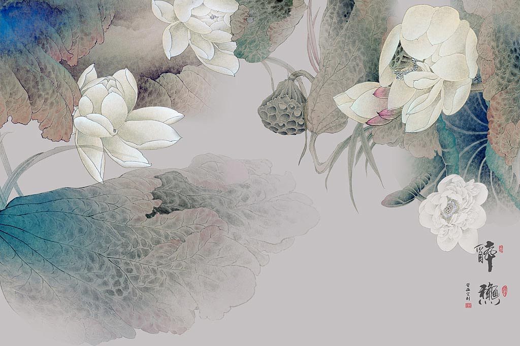 纱画、文创卷帘图案-荷花（图ZMjg0NjUyNDE2） - 图案 - 站酷设计师裕隆家居原创素材 - 站酷ZCOOL