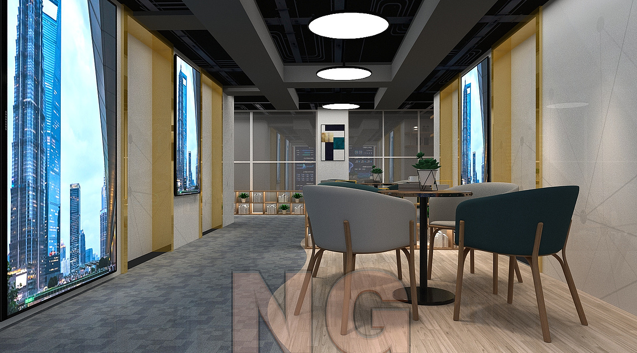 建外街道走廊文化设计3D效果图