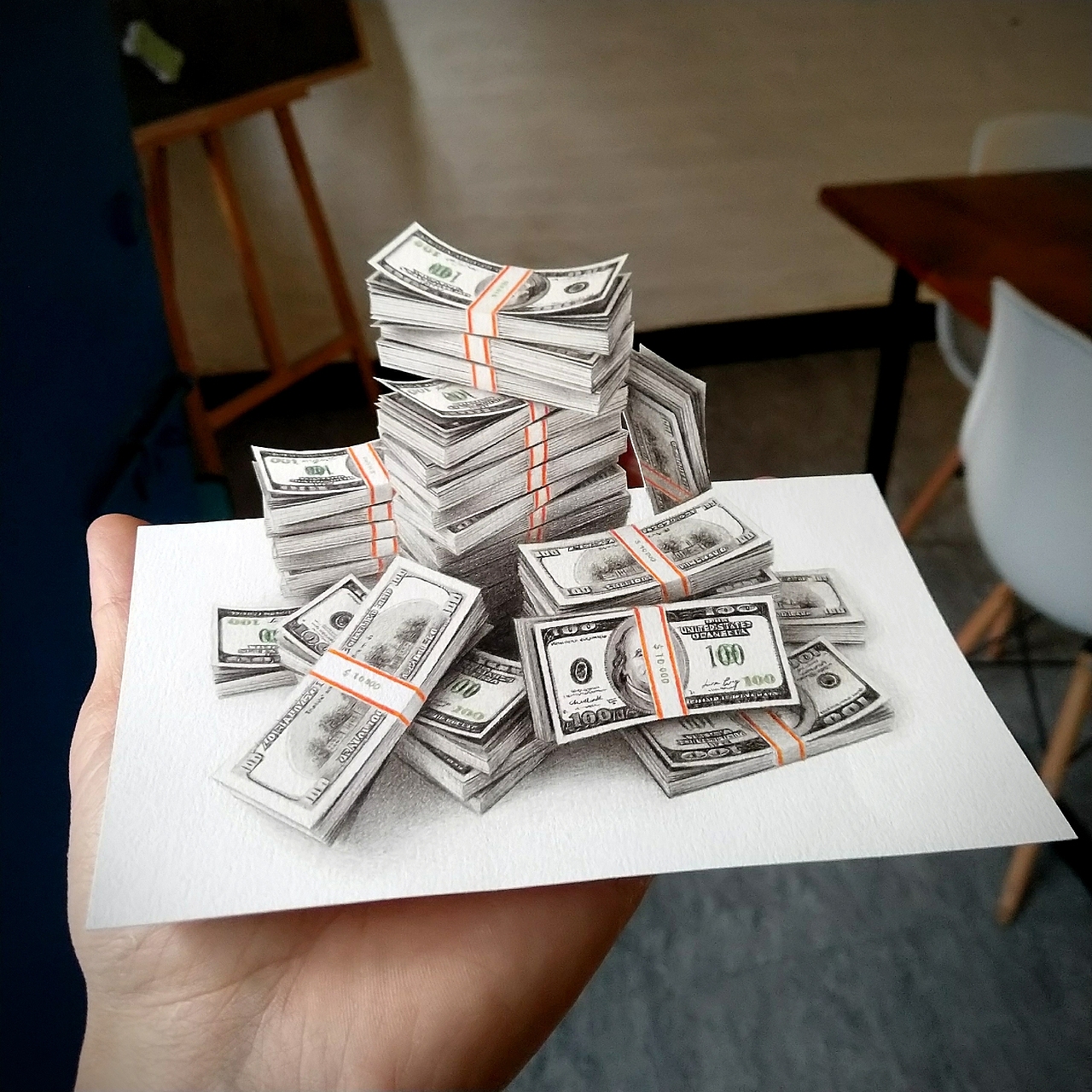 彩铅插画—美钞