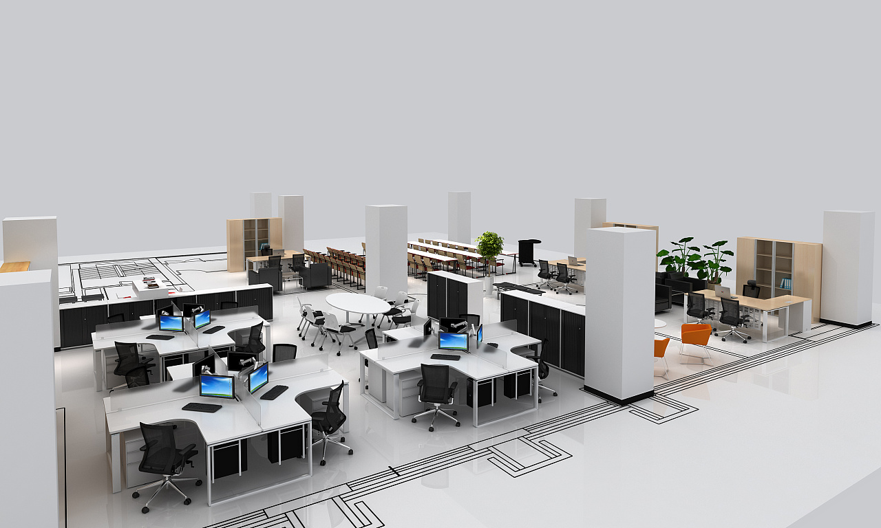 另类风格的3d max整层效果图 办公空间 设计