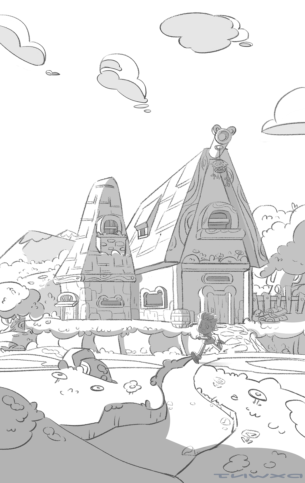 山中小屋（图ZMjczOTE5Nzk2） - 儿童插画 - 站酷设计师独行蜗牛君原创素材 - 站酷ZCOOL